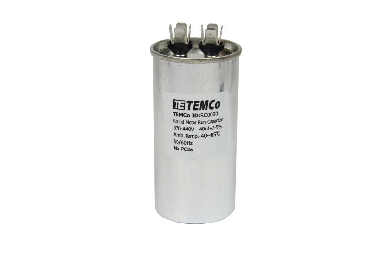 TEMCo Industrial مكثف تشغيل TEMCo 40 ميكروفاراد CBB65، 40 MFD، 370-440 فولت، دائري، 50/60 هرتز | لتطبيقات مروحة تكييف الهواء، المحرك، النفاخ - Image 1